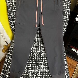 Figs Black Track Pants with Pink Accents